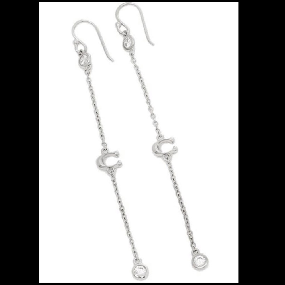 Coach Signature Silver Dangle Earrings 🌸